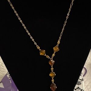 Elegant Gold Necklace with Amber Accents